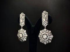 Prismara Geometric Floral 925 Silver Statement Earrings