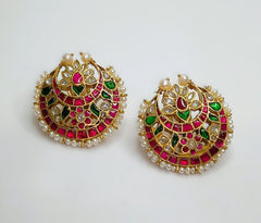 925 Silver South Kundan Earring Tops