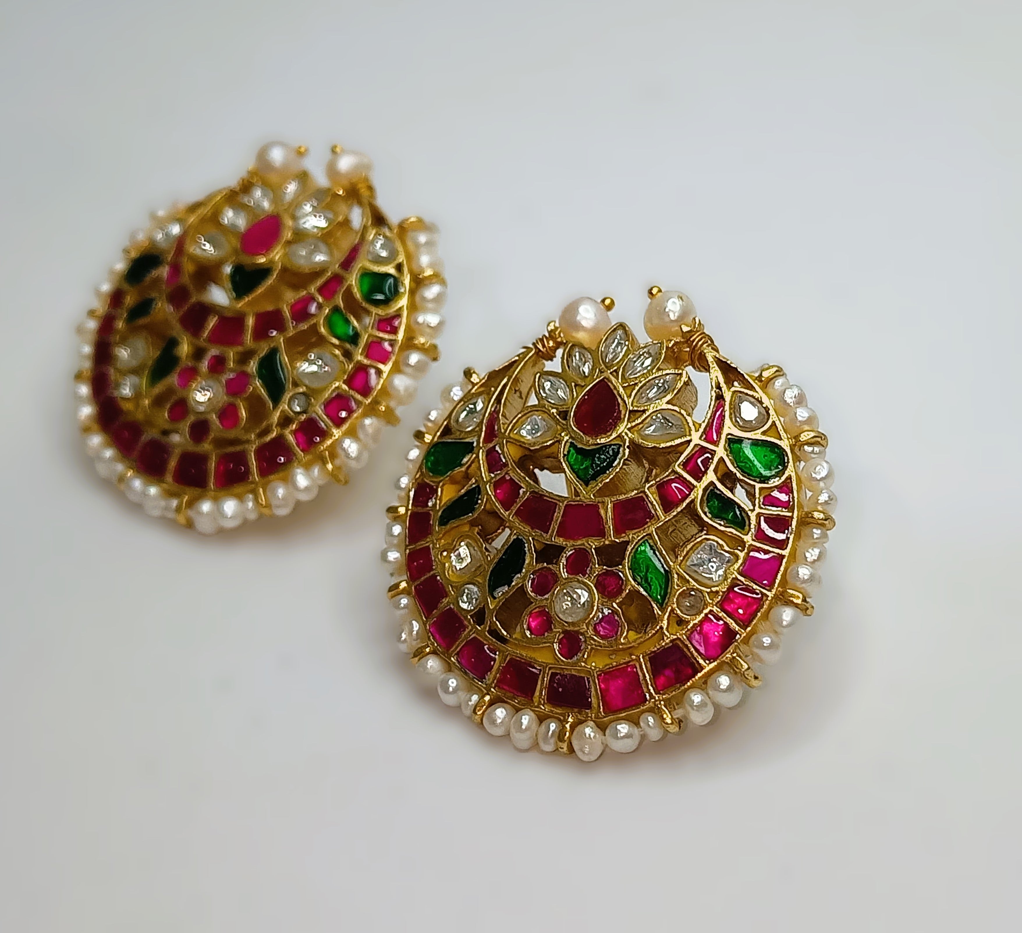 925 Silver South Kundan Earring Tops