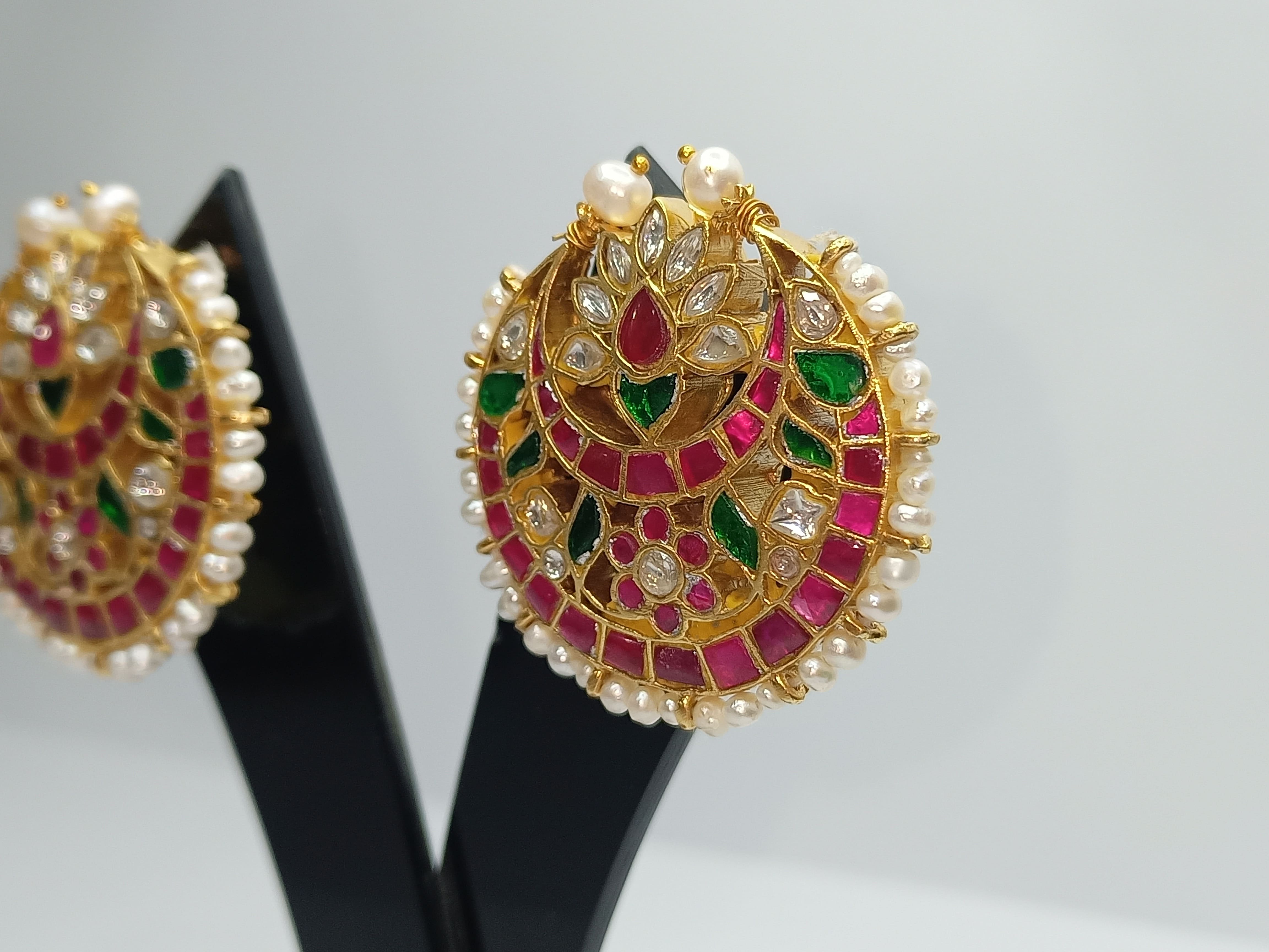 925 Silver South Kundan Earring Tops