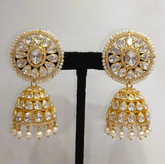 925 Silver Polki Jhumki Earrings