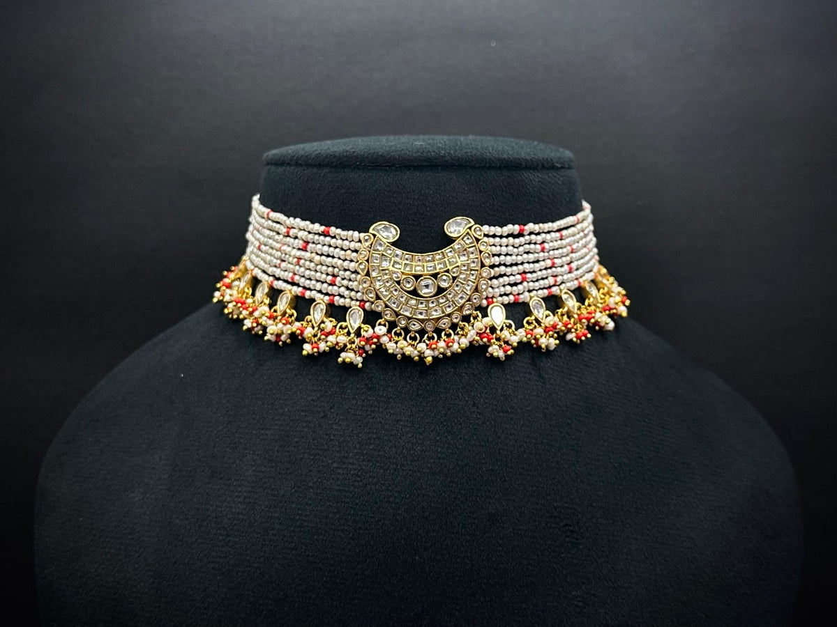 925 Silver Rajvanshi Pearl Kundan Jadau Choker Necklace Set