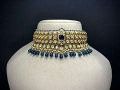 925 Silver Neel Rajsi Polki Choker Necklace Set