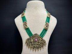 925 Silver Antique Peacock Chitai Rani Haar Necklace Set