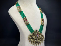 925 Silver Antique Peacock Chitai Rani Haar Necklace Set