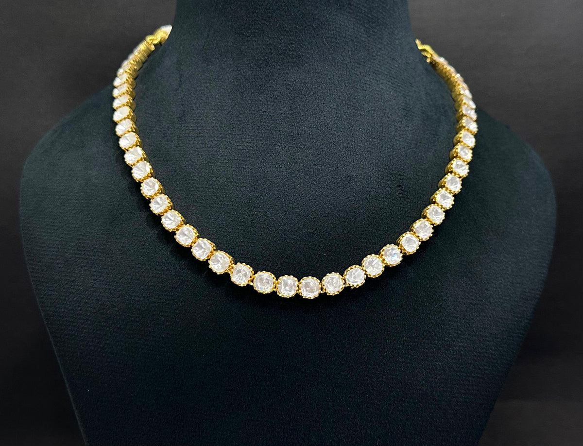 Moissanite Polki Classic Tennis Necklace Set