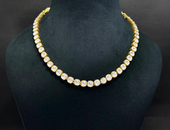 Moissanite Polki Classic Tennis Necklace Set