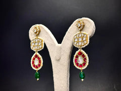 Traditional Kundan Jadau Polki Choker Necklace Set with Green Jade Drops