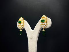 925 Silver Green Stone Open Setting Traditional Necklace Set