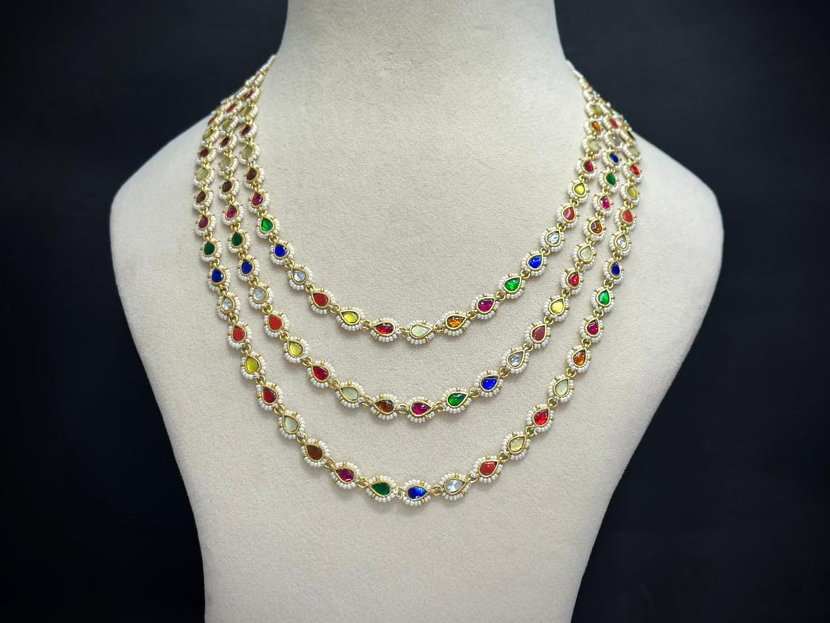 Rang Tarang – 925 Silver Multicolour Kundan Jadau Necklace Set