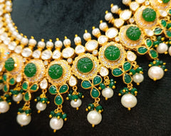 925 Silver South Kundan Polki Necklace Set