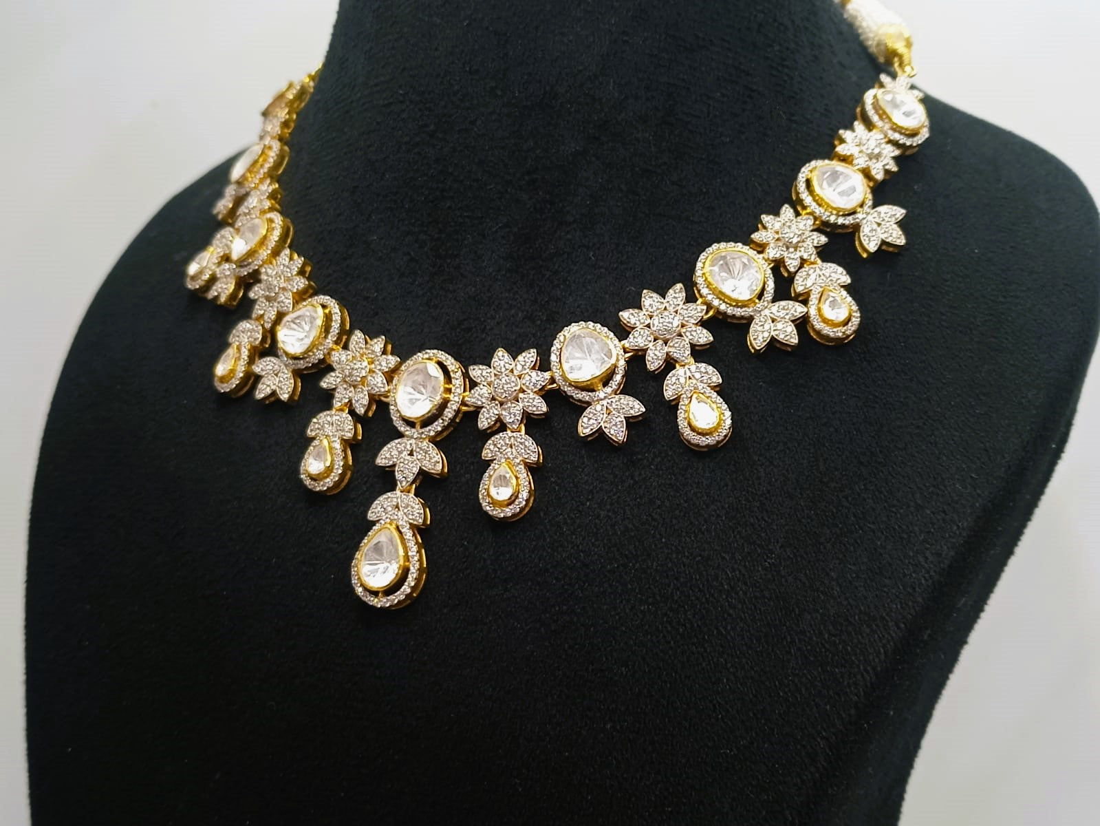 925 Silver Floral Polki Necklace