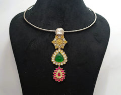 925 Silver South Kundan Contemporary Husley Necklace Set