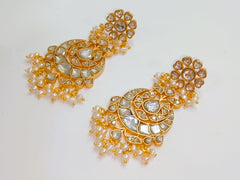 925 Silver Floral South Kundan Earrings