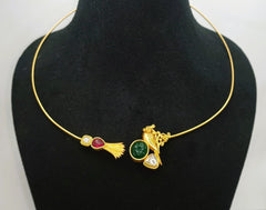 925 Silver South Kundan Husley Necklace with Front Open