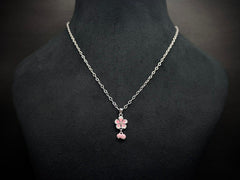 925 Silver Flower Pendant Set with Pink-White Enamel | Lightweight Floral Necklace – Manivar