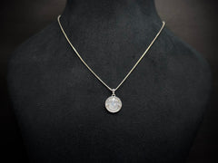 Smiley Mother of Pearl Pendant Necklace — 925 Silver, White Gold Finish