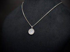 Smiley Mother of Pearl Pendant Necklace — 925 Silver, White Gold Finish