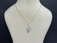 925 Sterling Silver Butterfly & Flower Pendant Set with Multicolour MOP – Rose Gold Finish