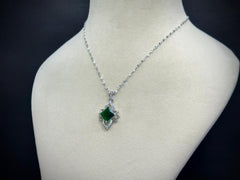 Emerald Star Pendant & Earring Set — 925 Silver, White Gold Finish