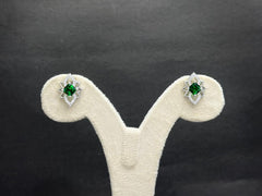 Emerald Star Pendant & Earring Set — 925 Silver, White Gold Finish