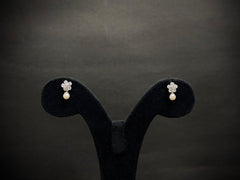 925 Sterling Silver Flower Pendant Set with Pearl Drops – White Gold Finish