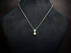 925 Sterling Silver Flower Pendant Set with Pearl Drops – White Gold Finish