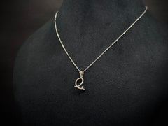 Round Lucky Nail Pendant & Earrings Set — 925 Silver, White Gold Finish