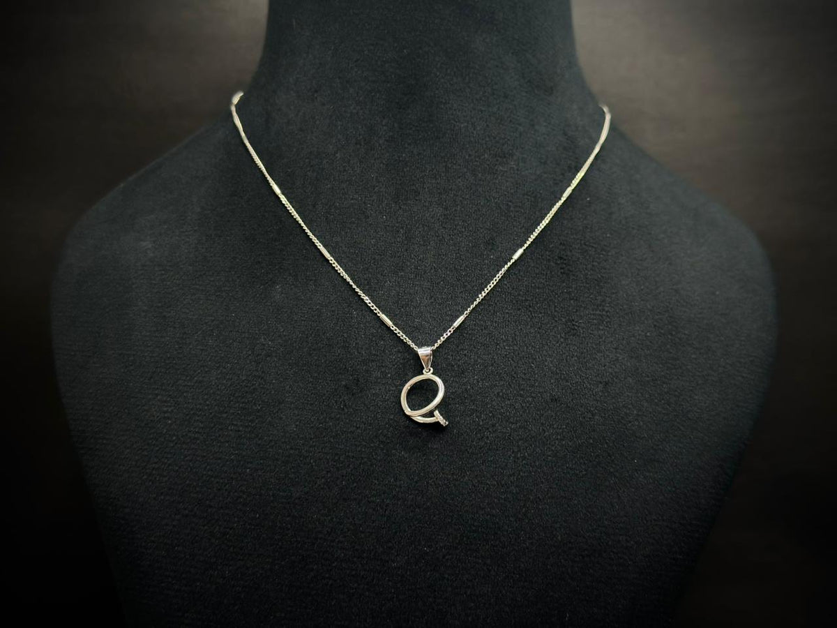 Round Lucky Nail Pendant & Earrings Set — 925 Silver, White Gold Finish