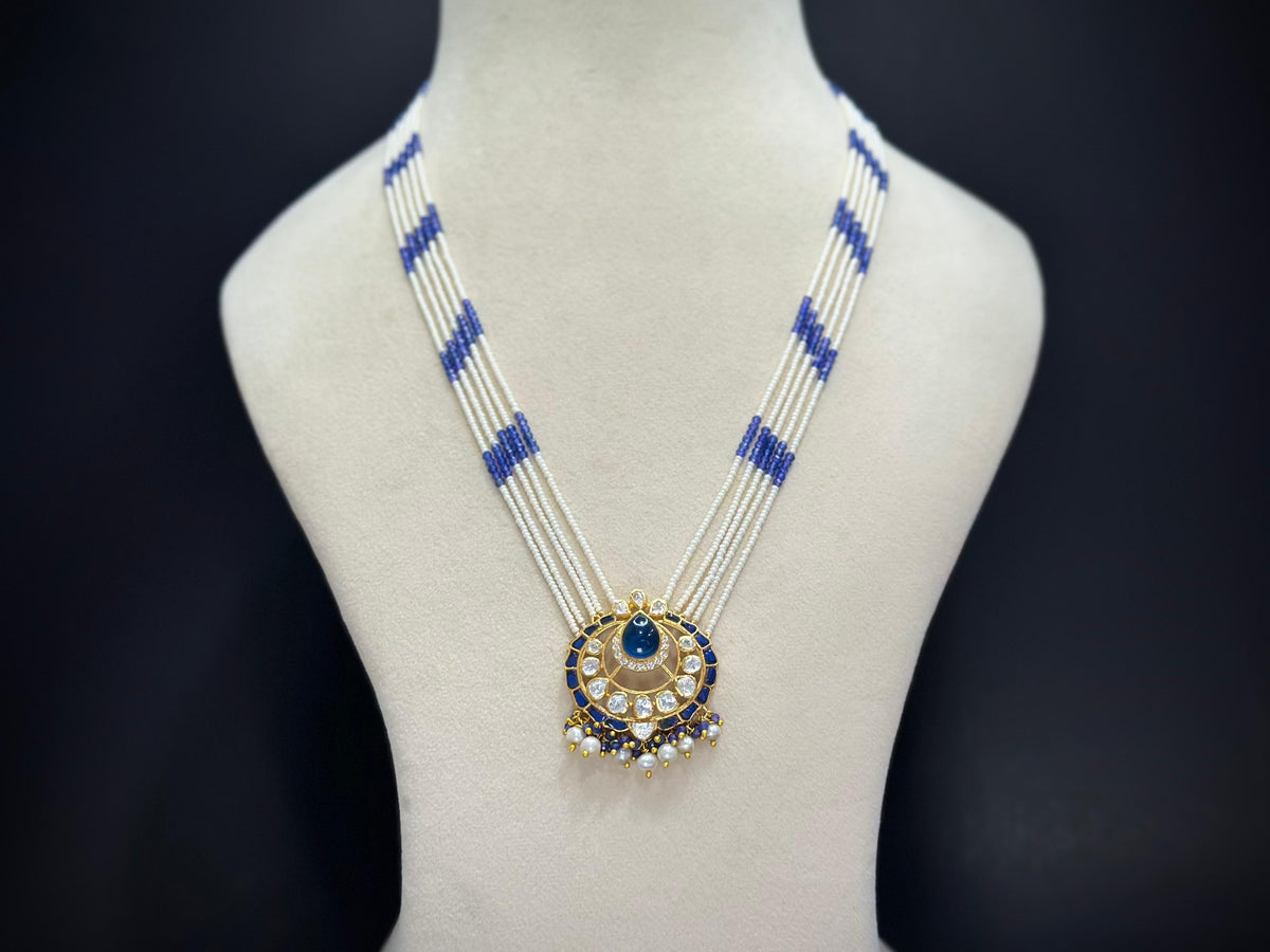 Neel Chandrika – 925 Silver Kundan Polki Pearl Necklace Set