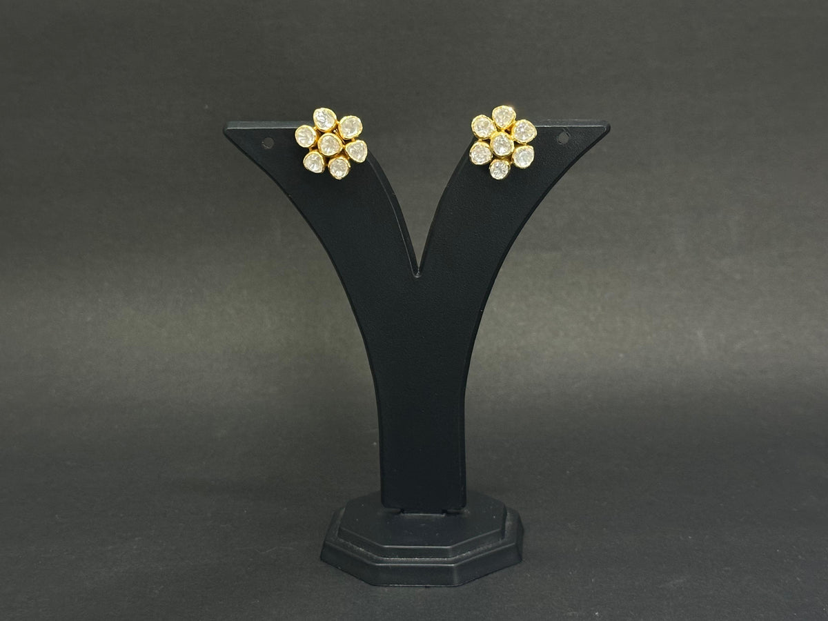 Handmade Polki Flower Tops in 925 Silver | Traditional Indian Jewelry