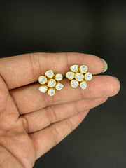 Handmade Polki Flower Tops in 925 Silver | Traditional Indian Jewelry